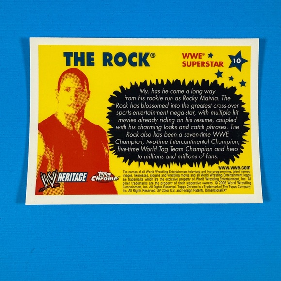 The Rock 2006 Topps Chrome WWE Heritage Card #10 - Picture 2 of 2